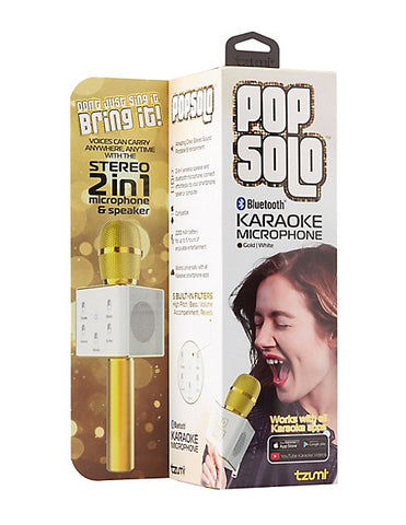 PopSolo Bluetooth Karaoke Microphone - Gold | White